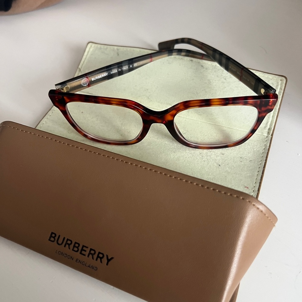 Burberry Tortoise Frame Glasses with Check Pattern
